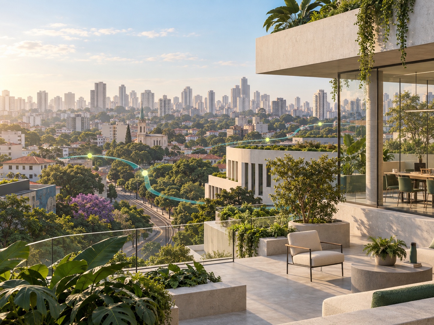 Vista urbana de São Paulo com arquitetura contemporânea e áreas verdes